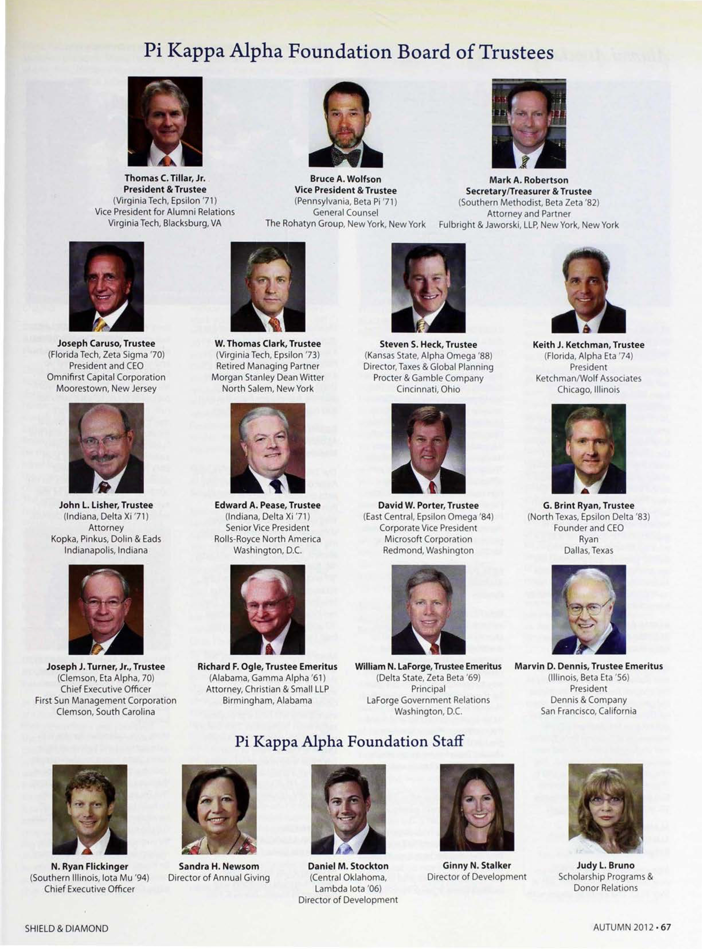 Pi Kappa Alpha Foundation Board Of Trustees, Autumn 2012